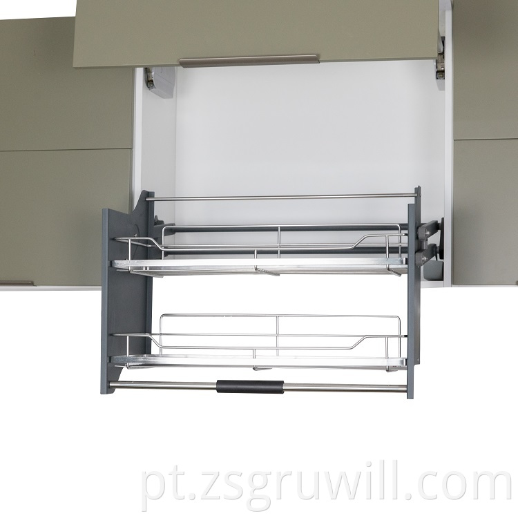 Aço inoxidável elevador moderno armário ajustável prateleiras de armário puxam a cesta de elevadores da cozinha